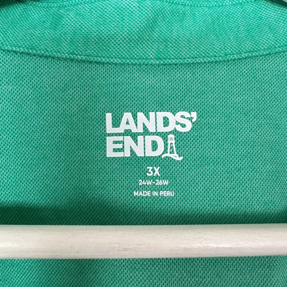 Lands' End Women's 3X Sleeveless Polo Shirt Green V-Neck Pique Cotton Blend - Picture 5 of 9